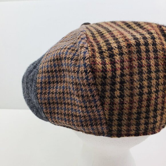 Scala Newsboy Cap Hat Vintage Houndstooth Dorfman Pacific Wool Blend Large - Picture 7 of 11